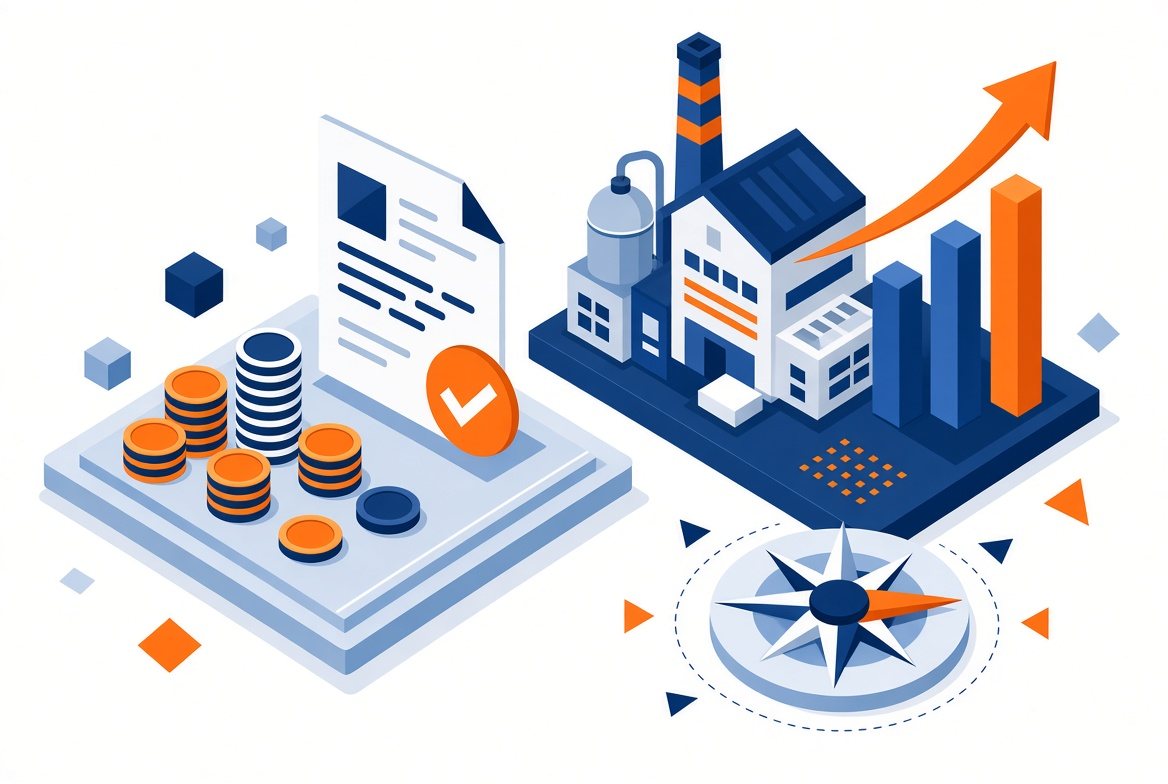 Illustration of manufacturing grants and funding navigation