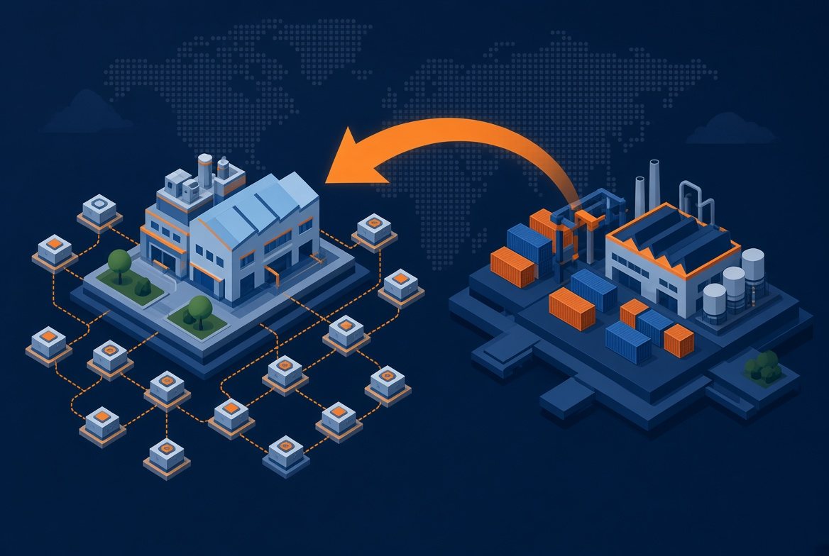 Illustration of reshoring production and diversifying suppliers